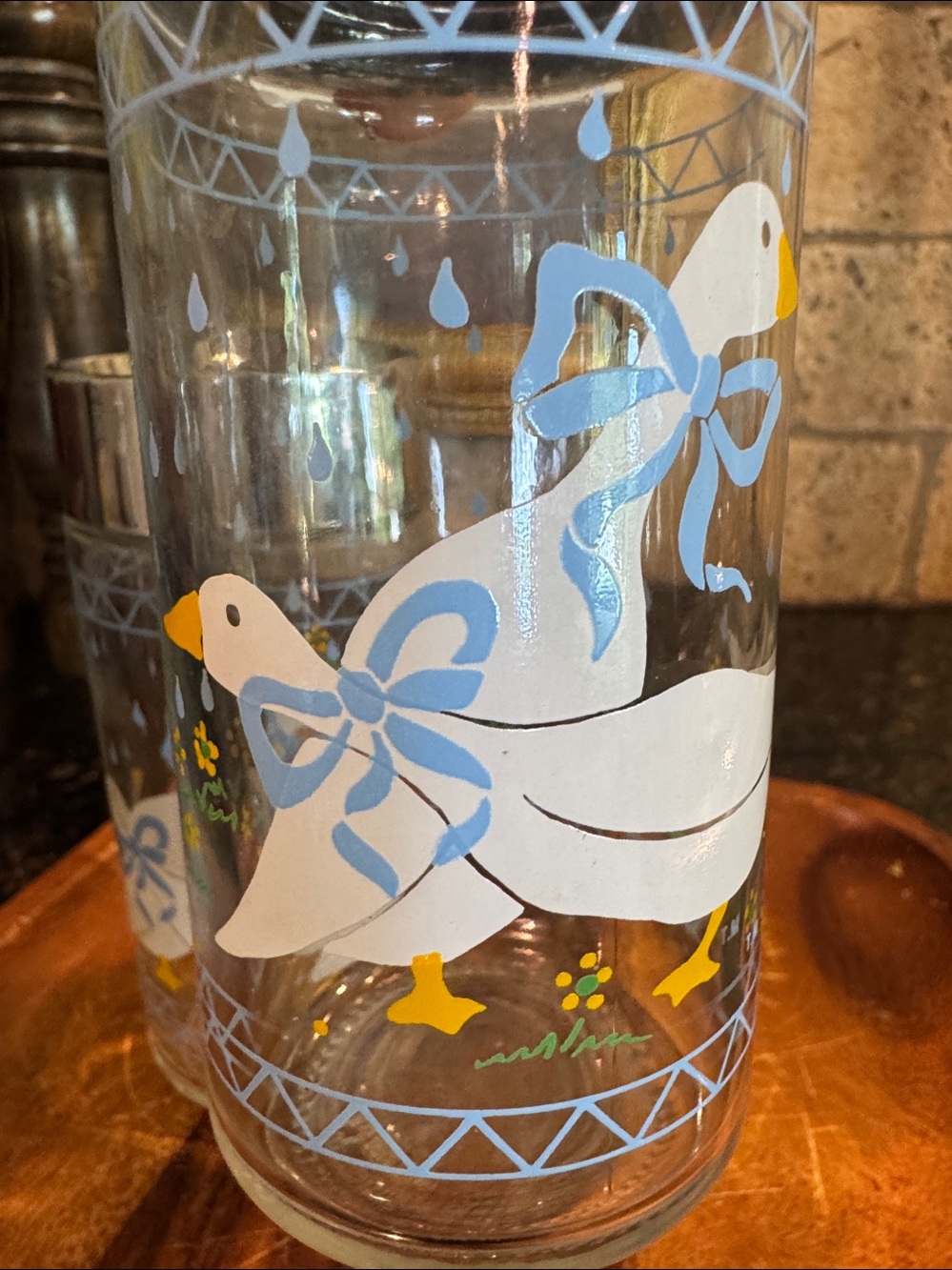 Geese Blue Bow Anchor Hockings Glass salt pepper shakers 1987